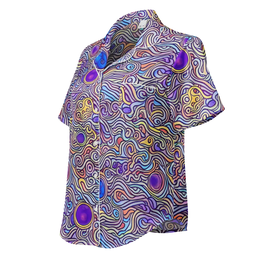 Chromatic Whirlpool on Women's Short Sleeve Pajama Top — Left Front