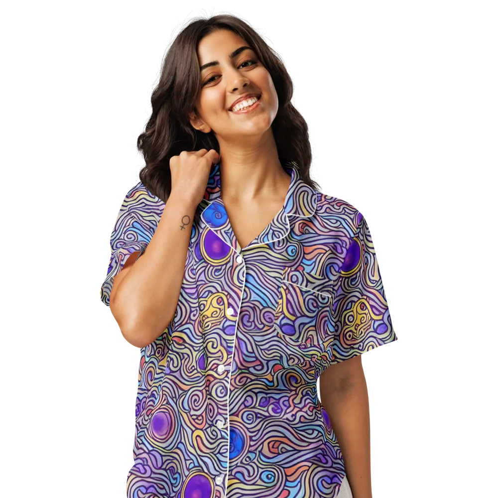 Chromatic Whirlpool on Women's Short Sleeve Pajama Top — Front