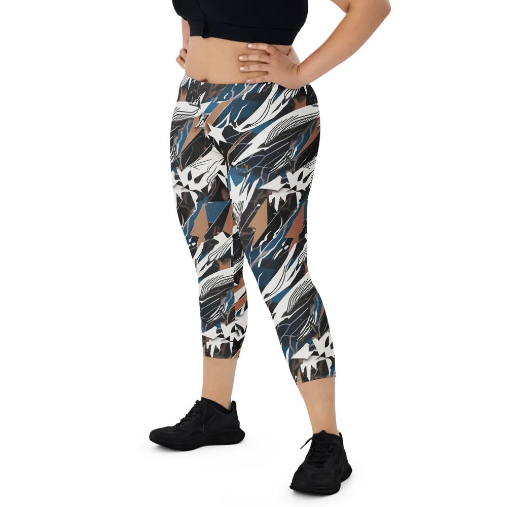 Midnight Origami on Capri Leggings — Front