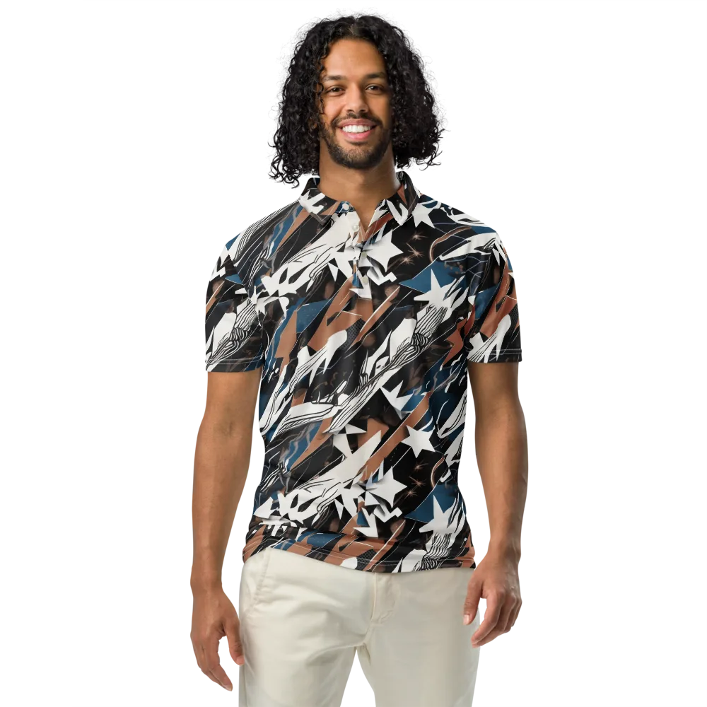 Midnight Origami on Men's Slim Fit Polo Shirt — Front