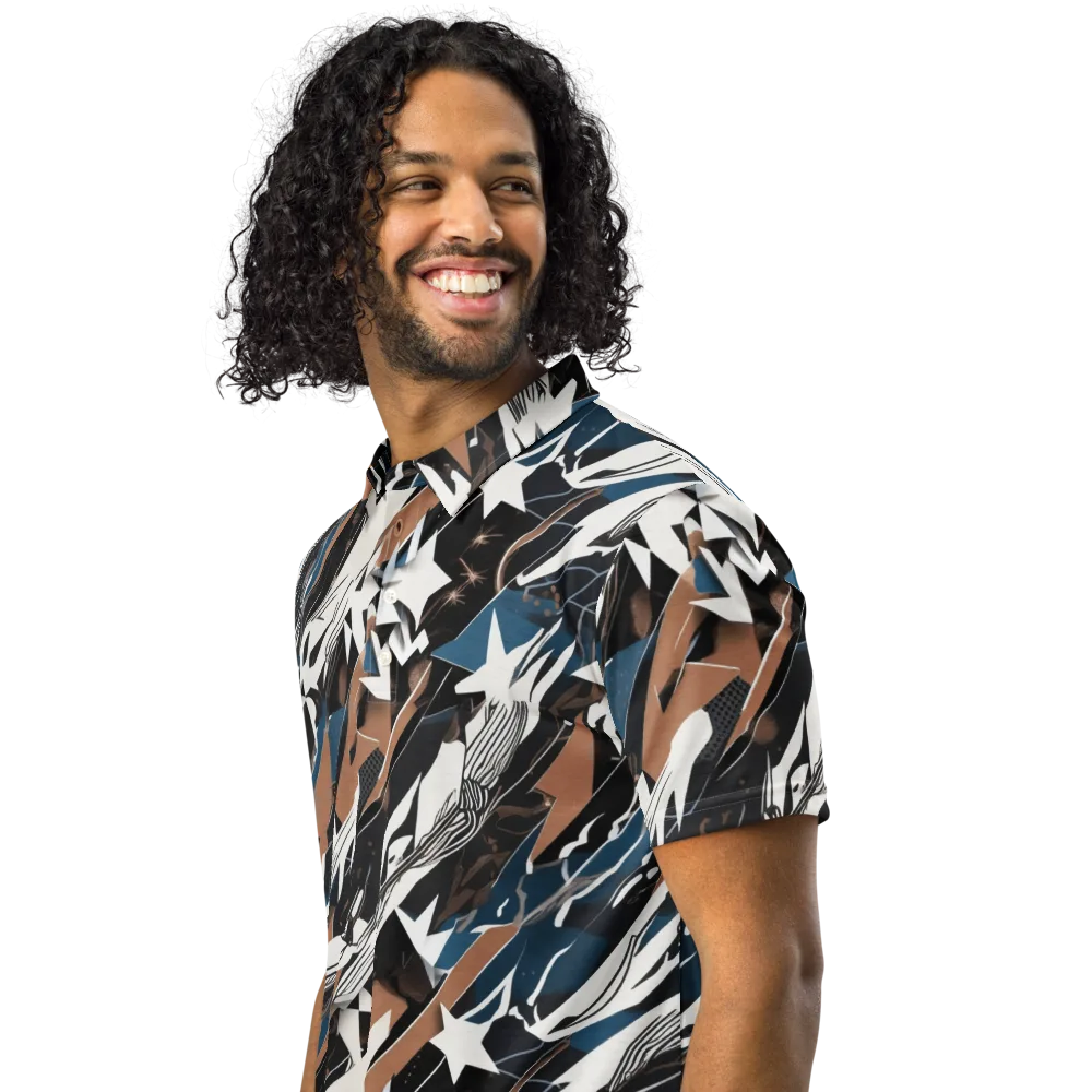 Midnight Origami on Men's Slim Fit Polo Shirt — Left Front