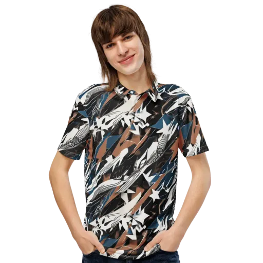 Midnight Origami on a Men's Slim Fit Polo Shirt