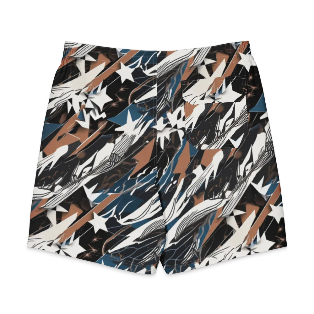 Midnight Origami on Men's Board Shorts — Back