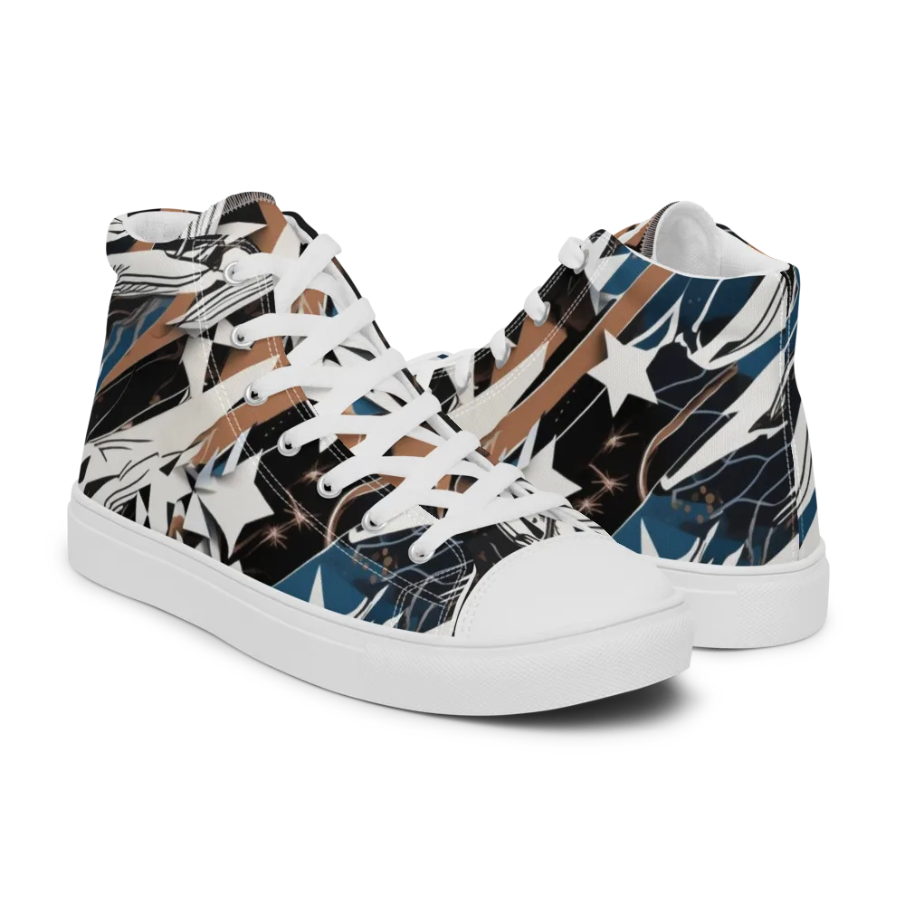 Midnight Origami on Men's High Top Canvas Shoes — Right