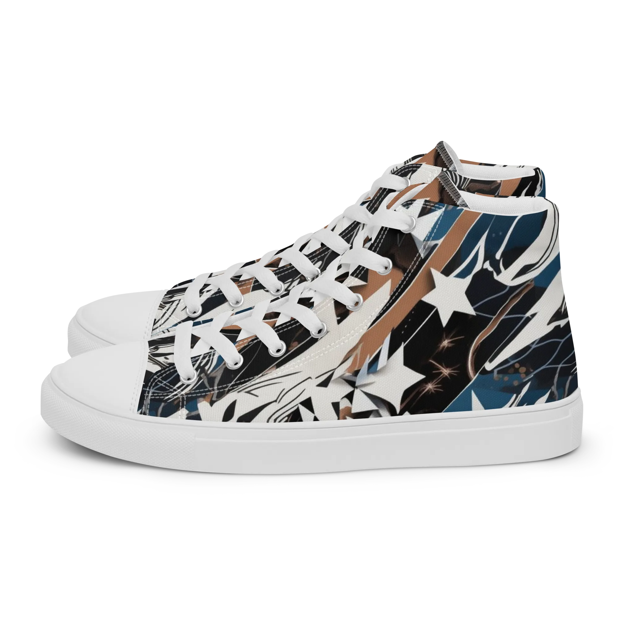 Midnight Origami on Women's High Top Canvas Shoes — Left