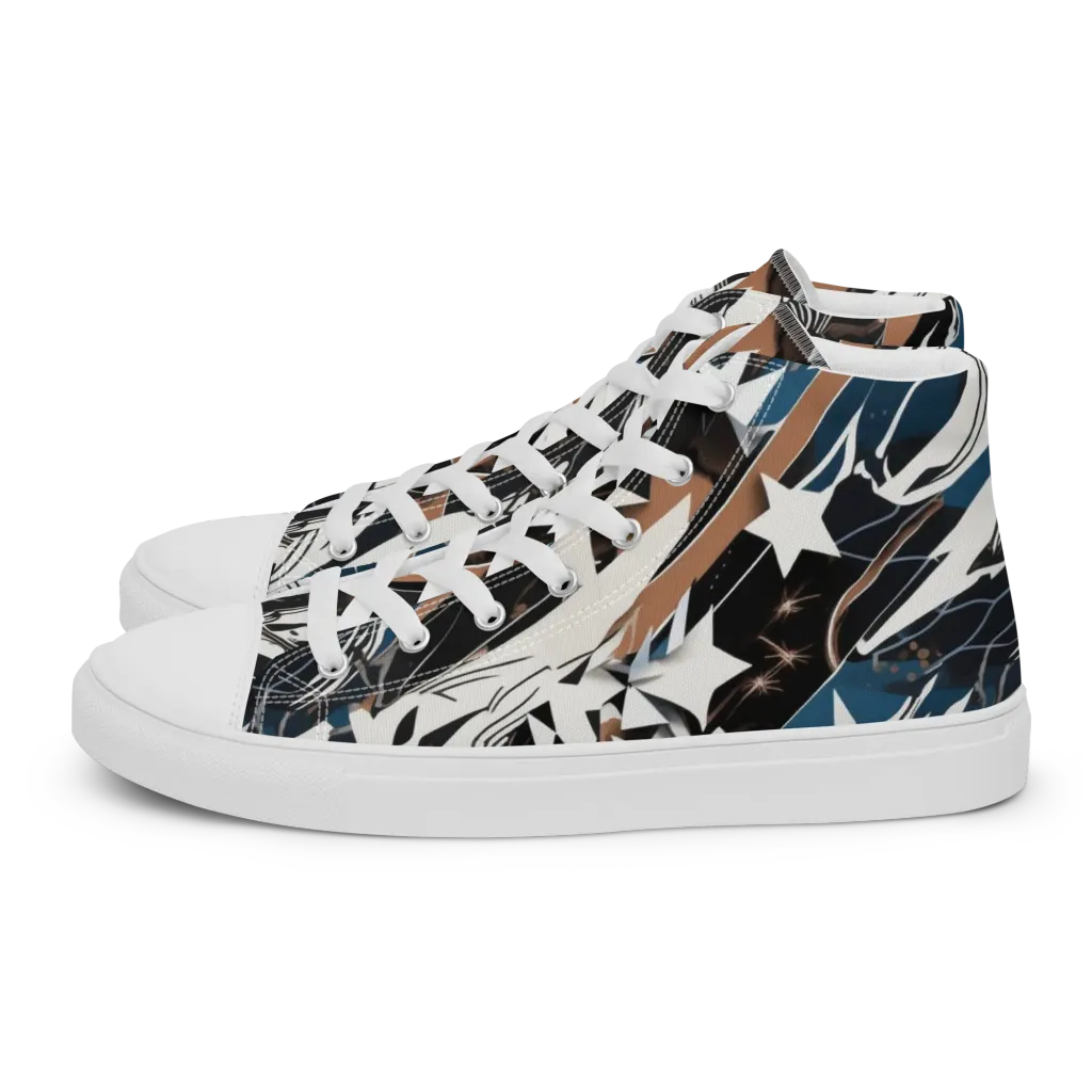 Midnight Origami on Women's High Top Canvas Shoes — Left