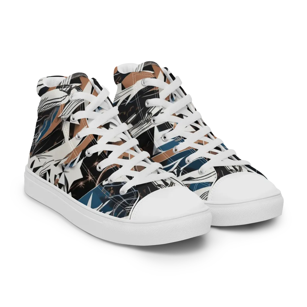 Midnight Origami on Women's High Top Canvas Shoes — Right Front