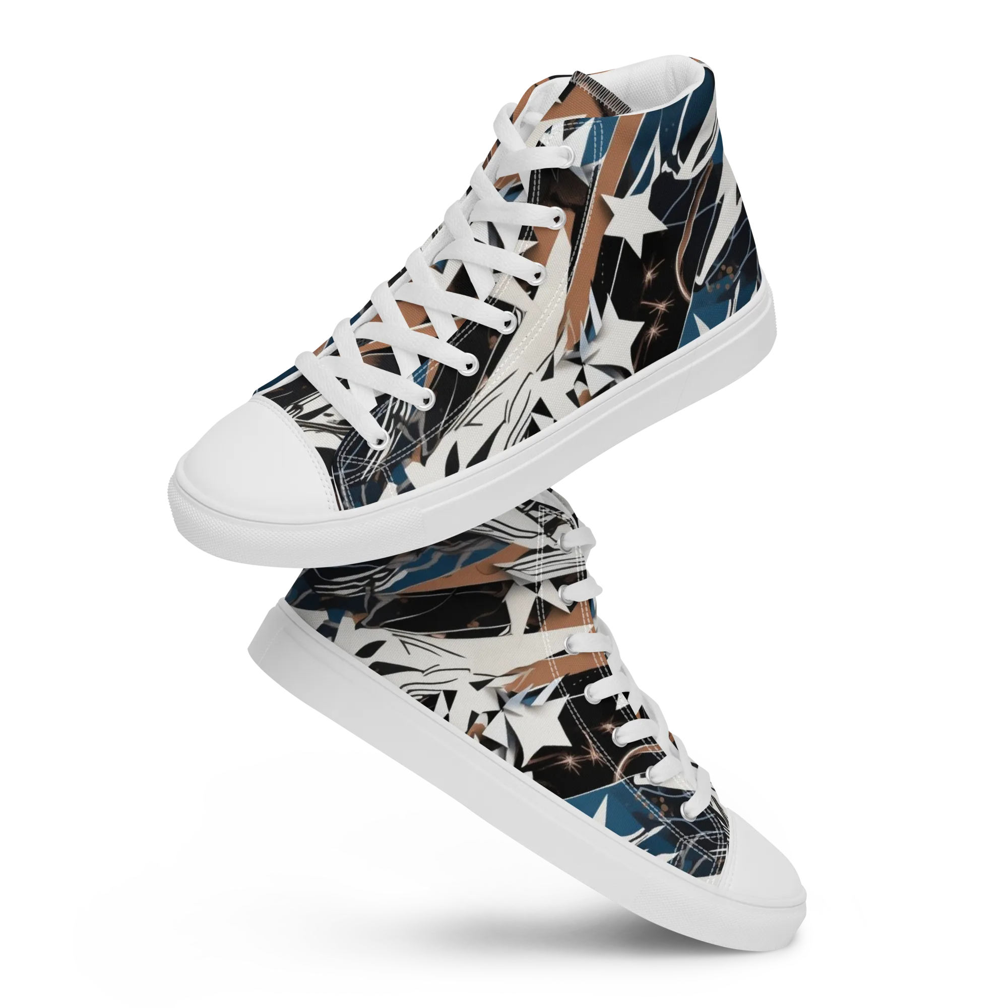 Midnight Origami on Women's High Top Canvas Shoes — Front