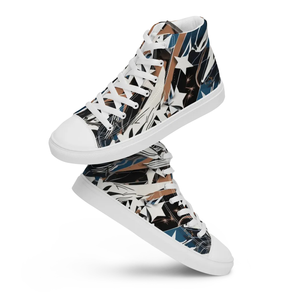 Midnight Origami on Women's High Top Canvas Shoes — Front
