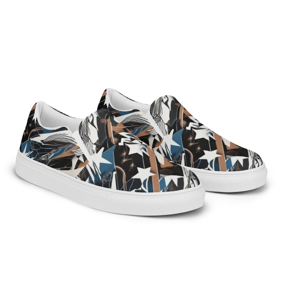 Midnight Origami on Men's Slip-On Canvas Shoes — Right Front