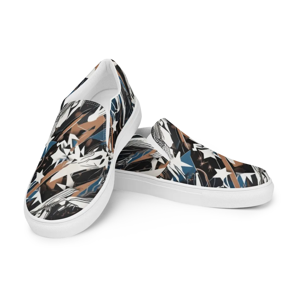 Midnight Origami on Men's Slip-On Canvas Shoes — Left Front