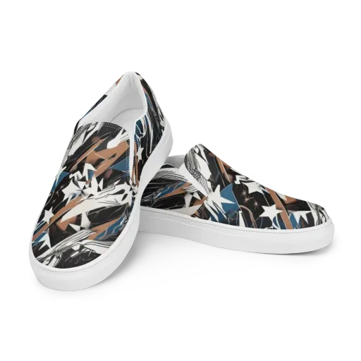 Midnight Origami on a Men's Slip-On Canvas Shoes