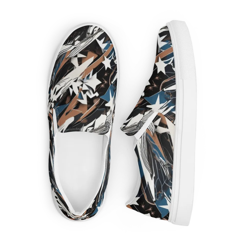Midnight Origami on Men's Slip-On Canvas Shoes — Front