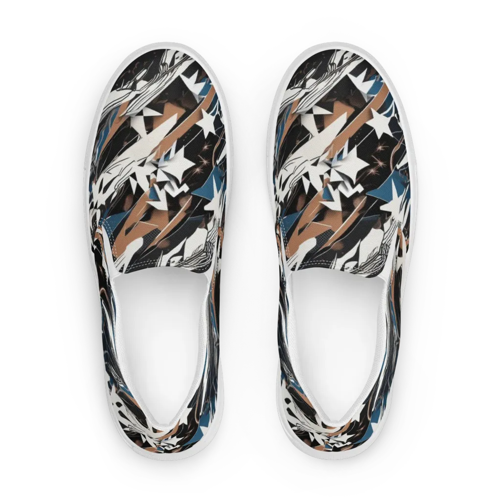 Midnight Origami on Women's Slip-On Canvas Shoes — Front