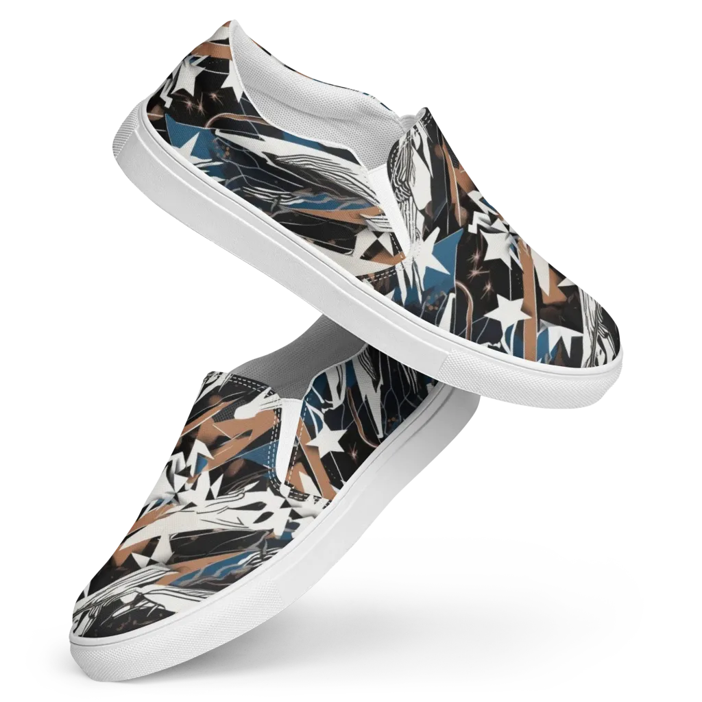 Midnight Origami on Women's Slip-On Canvas Shoes — Front