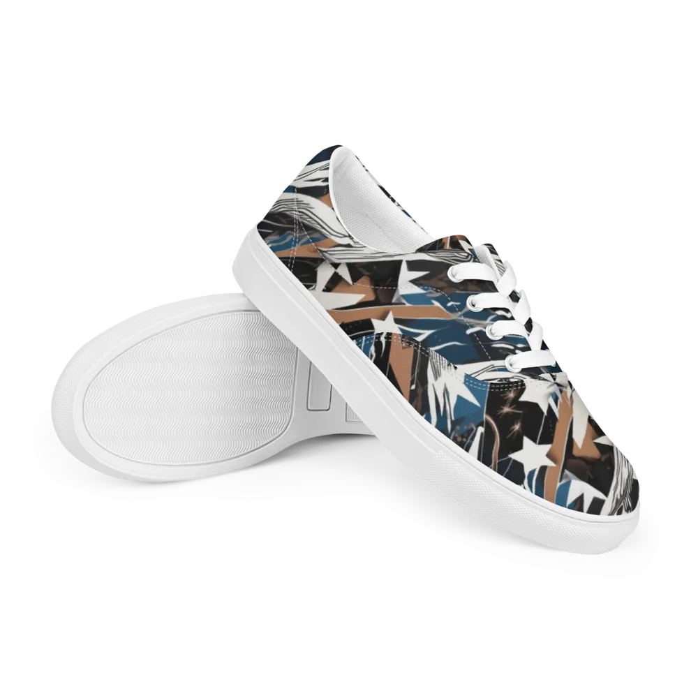 Midnight Origami on Men's Lace-Up Canvas Shoes — Right Front