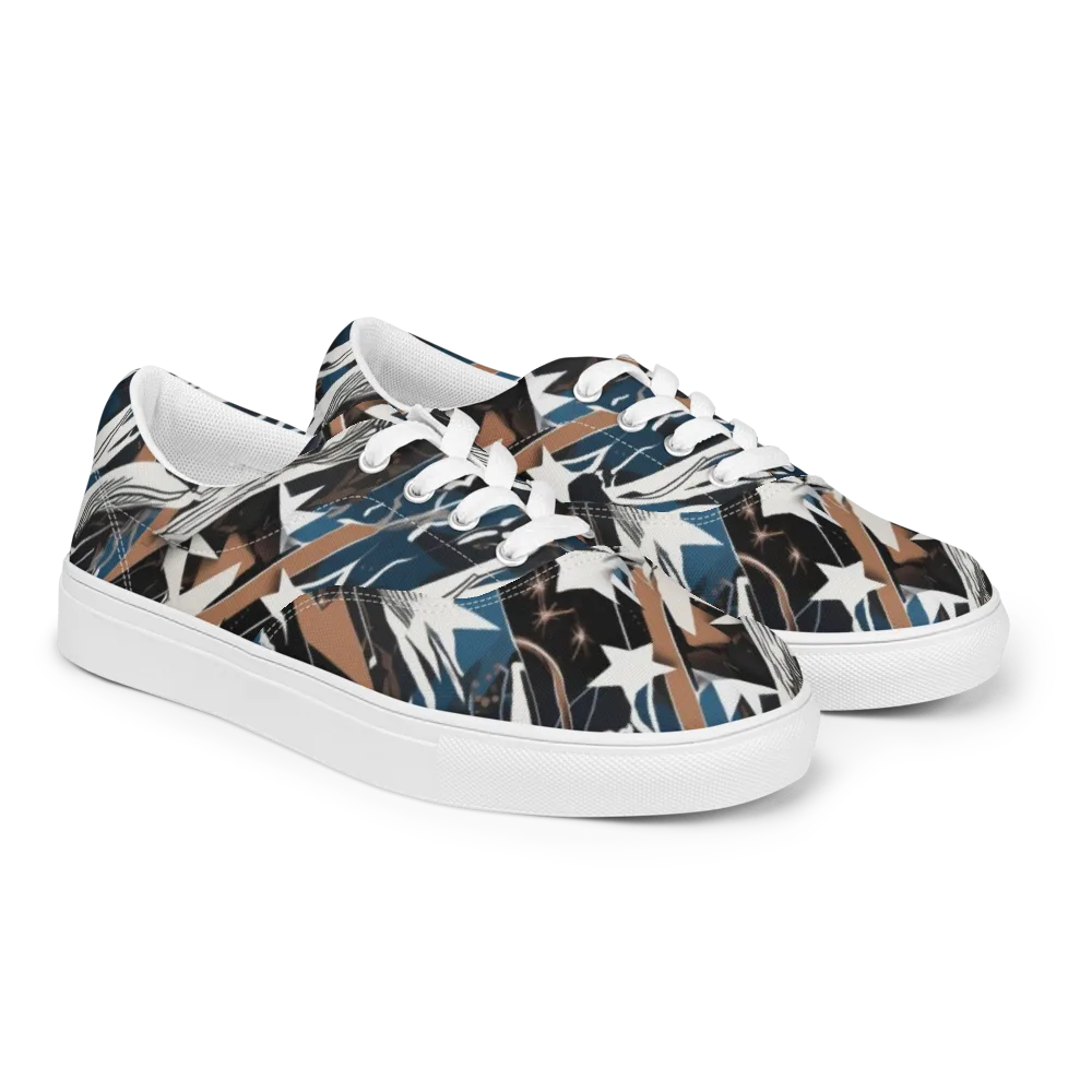 Midnight Origami on Men's Lace-Up Canvas Shoes — Right Front