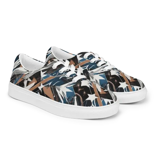Midnight Origami on a Men's Lace-Up Canvas Shoes