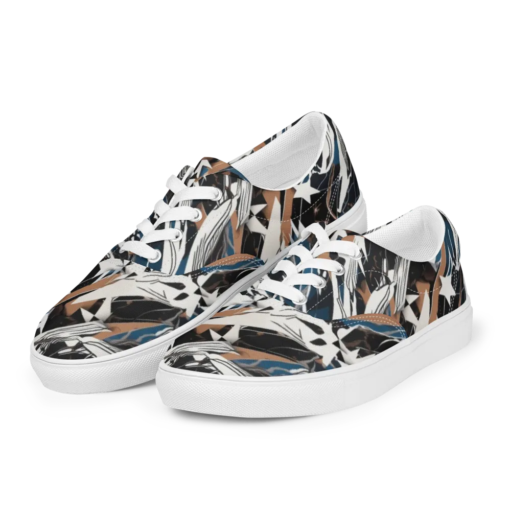 Midnight Origami on Men's Lace-Up Canvas Shoes — Left Front
