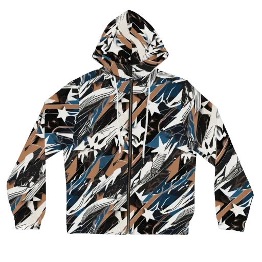 Midnight Origami on a Women's Full-Zip Hoodie