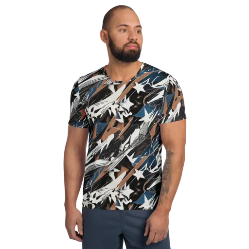 Midnight Origami on a Men's Athletic T-Shirt