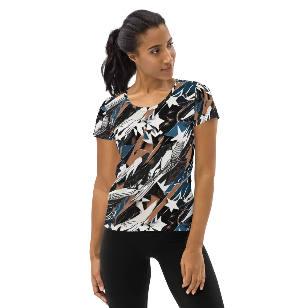 Midnight Origami on Women's Athletic T-Shirt — Front
