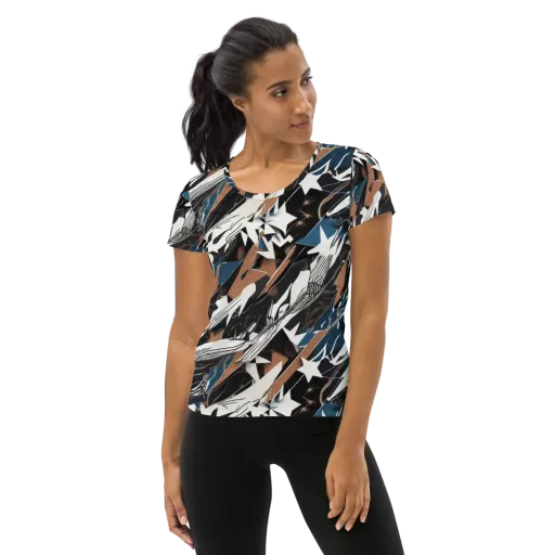 Midnight Origami on a Women's Athletic T-Shirt