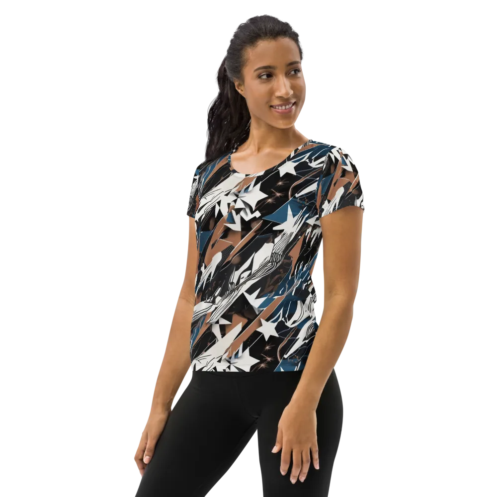Midnight Origami on Women's Athletic T-Shirt — Left