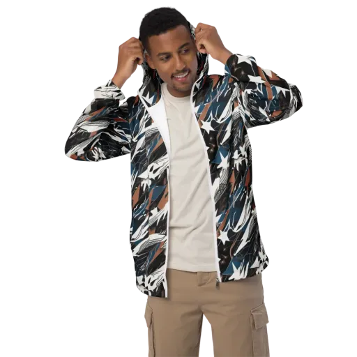 Midnight Origami on a Men's Windbreaker