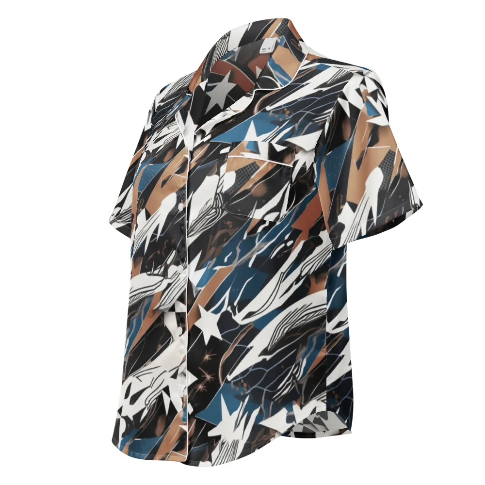 Midnight Origami on Women's Short Sleeve Pajama Top — Left Front