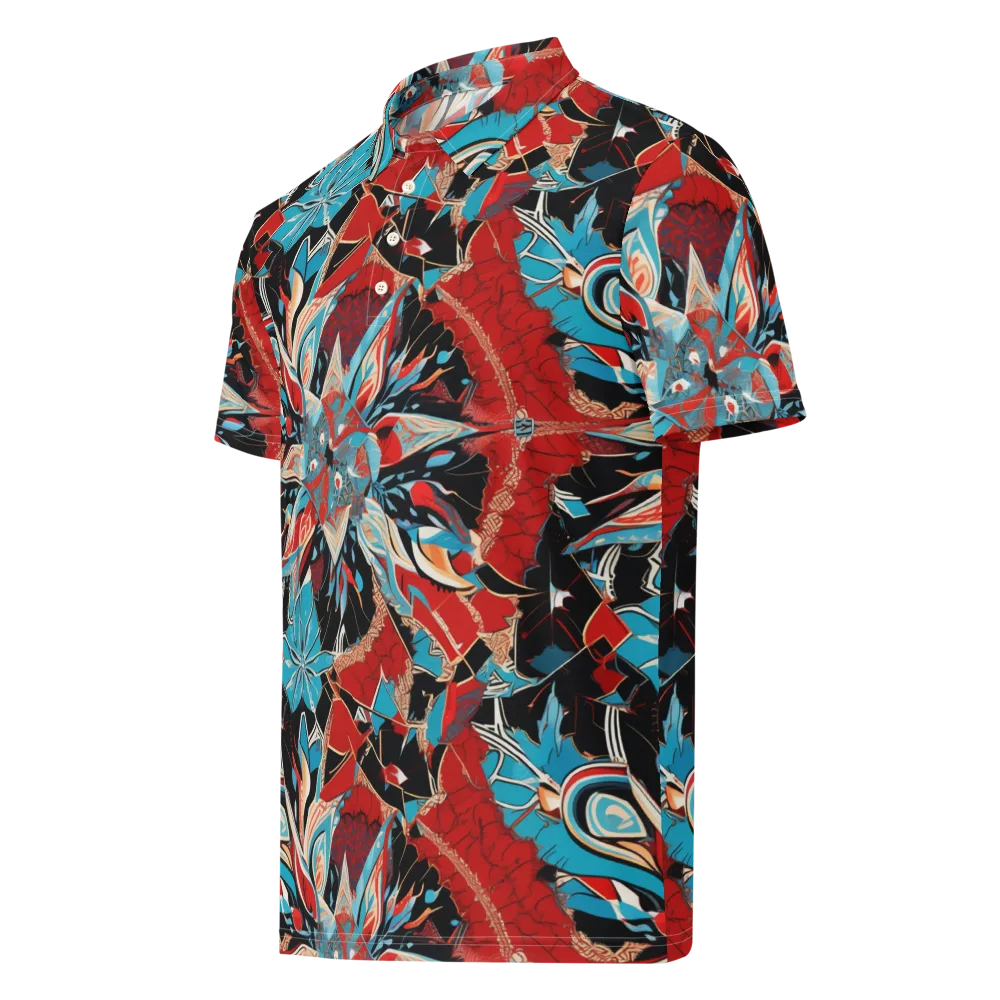 Scarlet Bloom Circuit on Men's Slim Fit Polo Shirt — Left Front