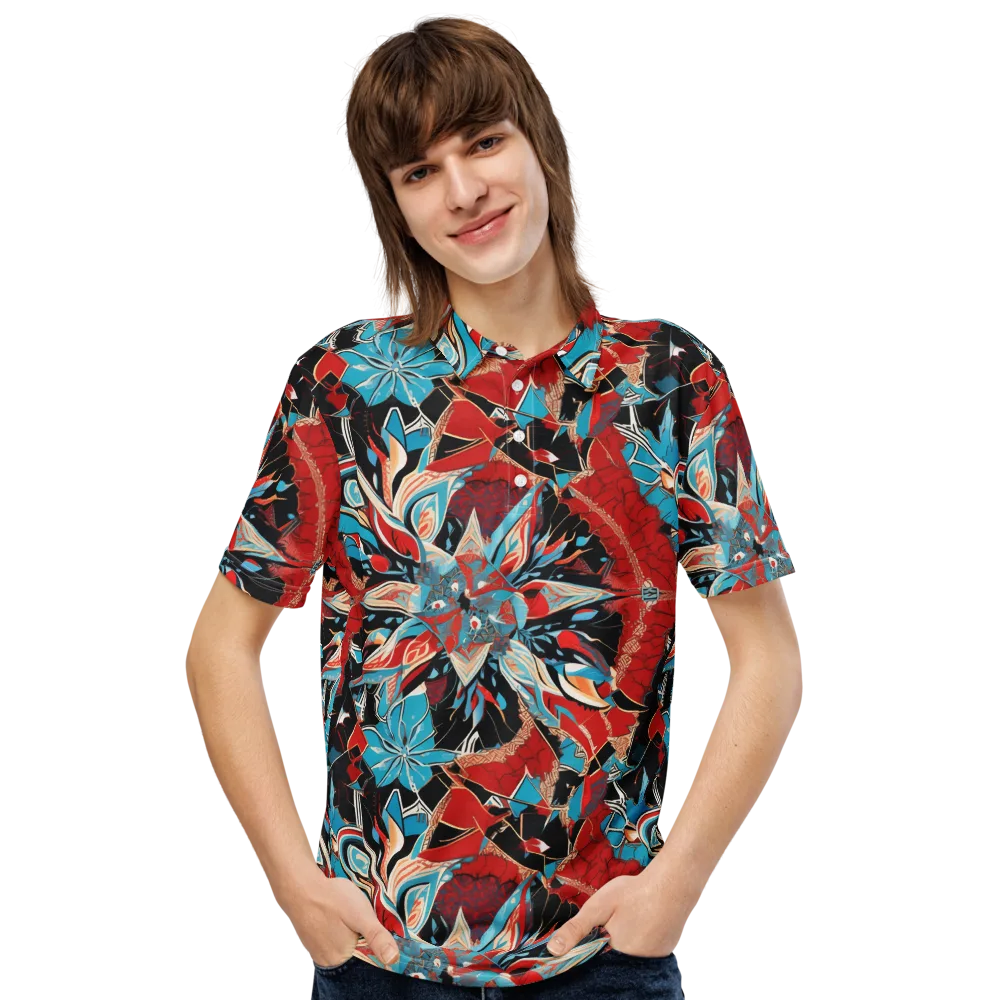 Scarlet Bloom Circuit on Men's Slim Fit Polo Shirt — Front