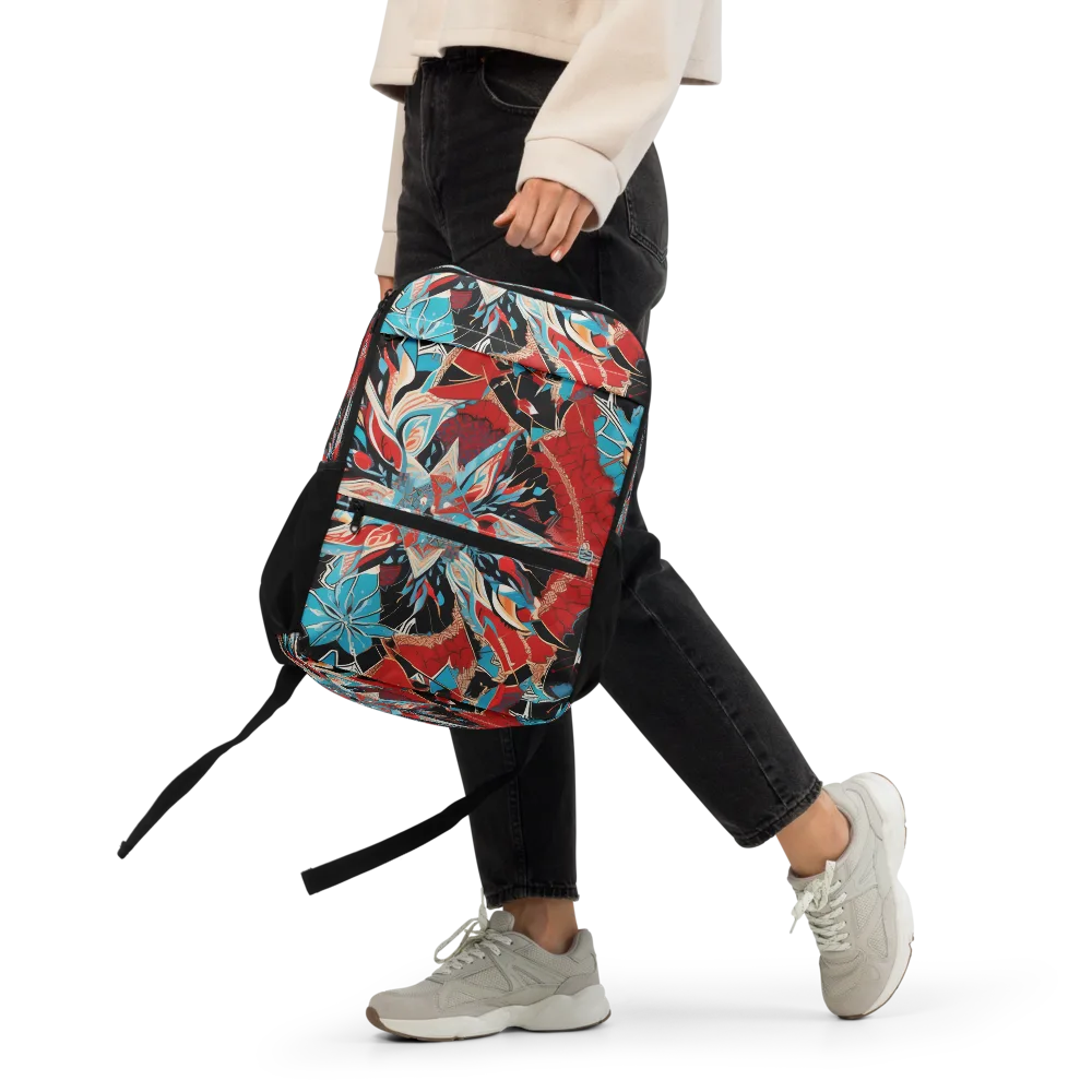 Scarlet Bloom Circuit on Utility Backpack — Front