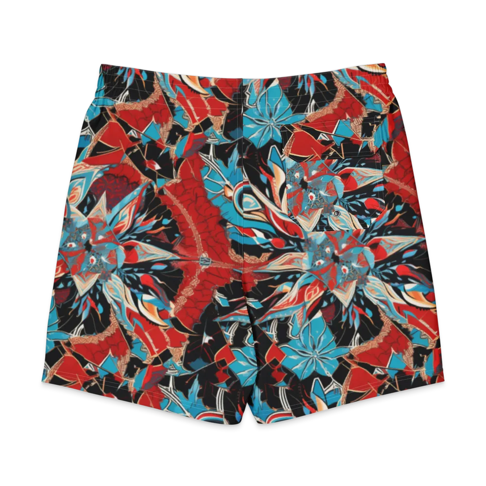 Scarlet Bloom Circuit on Men's Board Shorts — Back