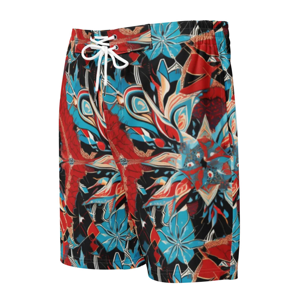Scarlet Bloom Circuit on Men's Board Shorts — Front