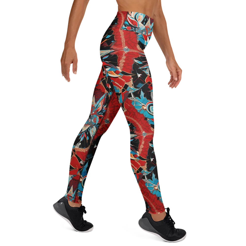 Scarlet Bloom Circuit on Yoga Leggings — Right