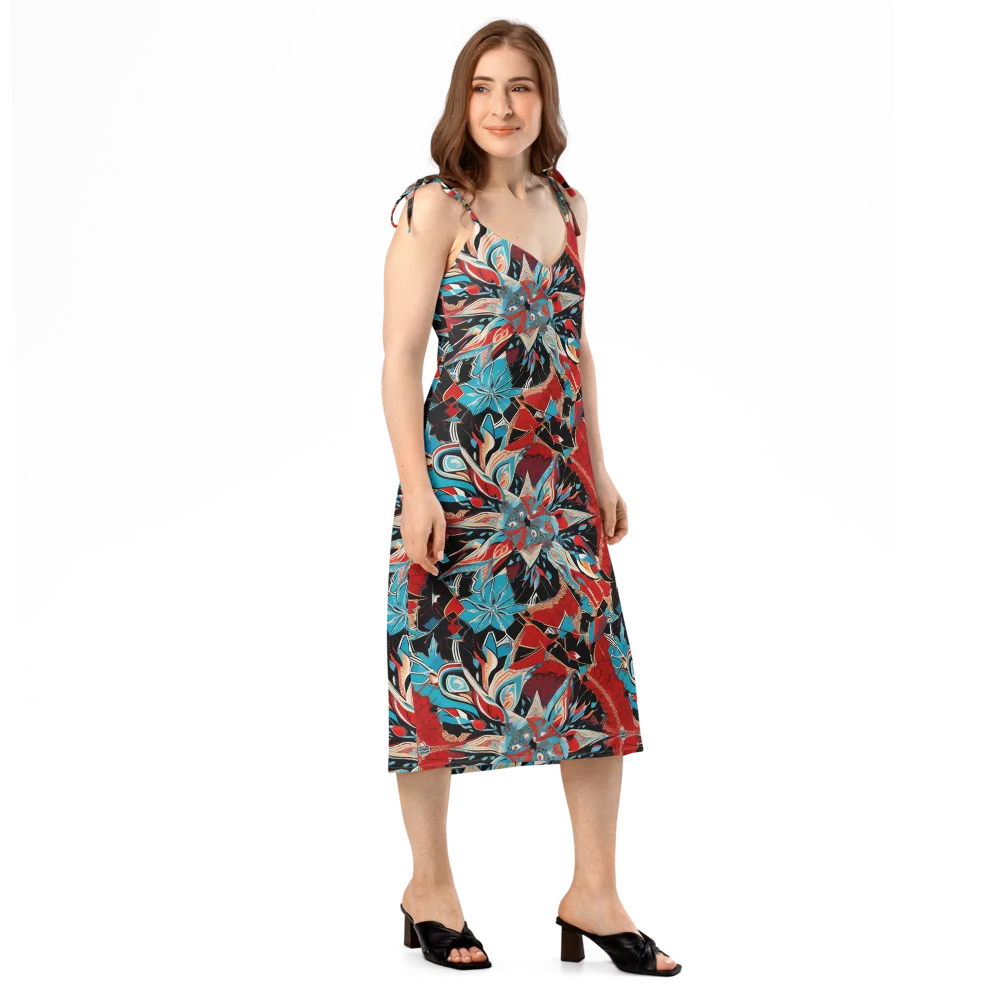 Scarlet Bloom Circuit on Slip Dress — Right Front