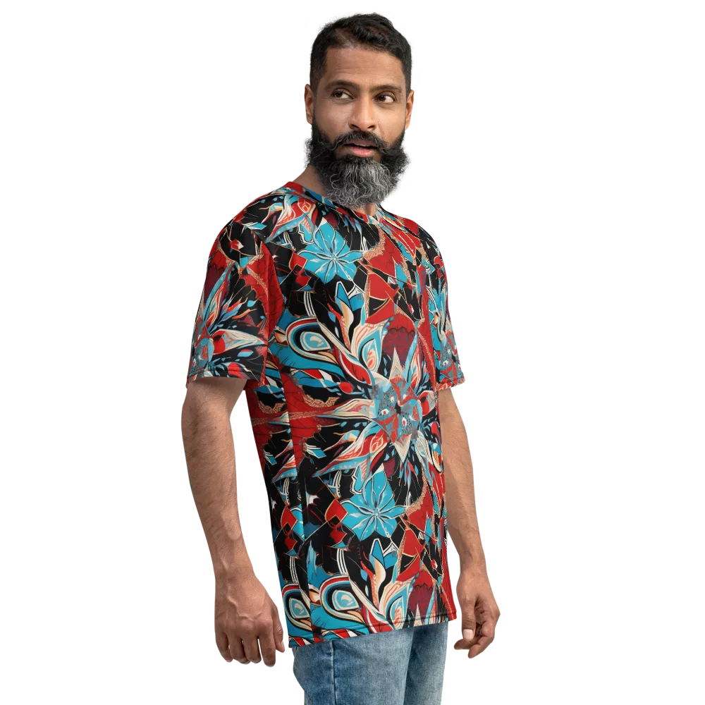 Scarlet Bloom Circuit on Men's Crew Neck T-Shirt — Right