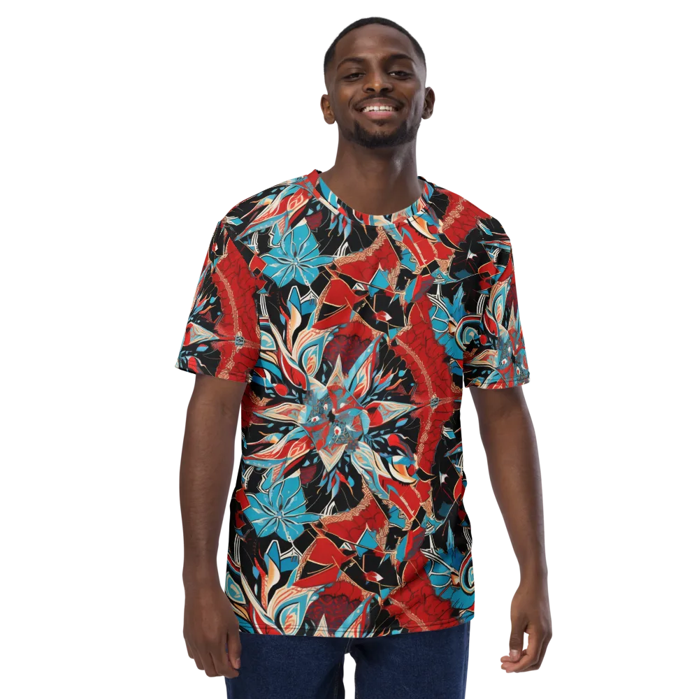 Scarlet Bloom Circuit on Men's Crew Neck T-Shirt — Front
