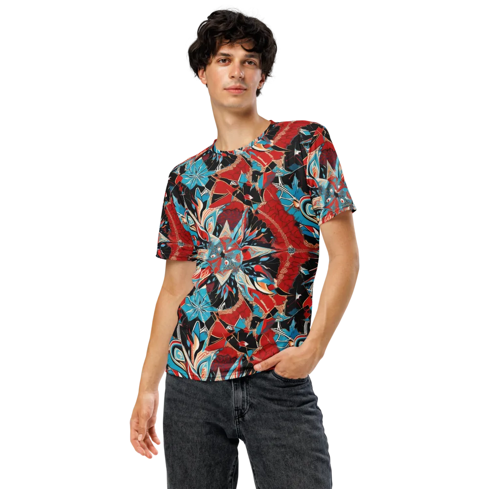 Scarlet Bloom Circuit on Men's Crew Neck T-Shirt — Front
