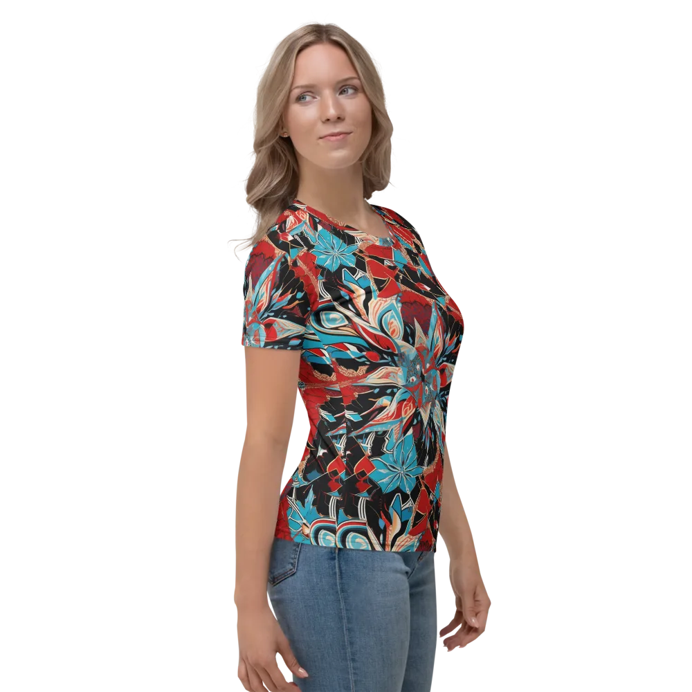 Scarlet Bloom Circuit on Women's Crew Neck T-Shirt — Right