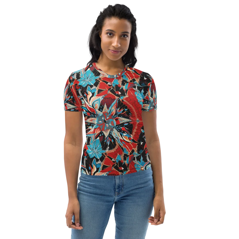 Scarlet Bloom Circuit on Women's Crew Neck T-Shirt — Front