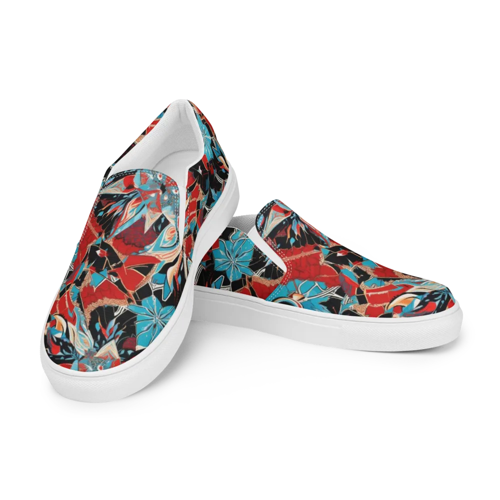 Scarlet Bloom Circuit on Men's Slip-On Canvas Shoes — Left Front