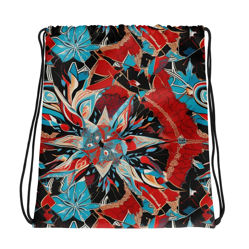 Scarlet Bloom Circuit on Drawstring Bag — Photo