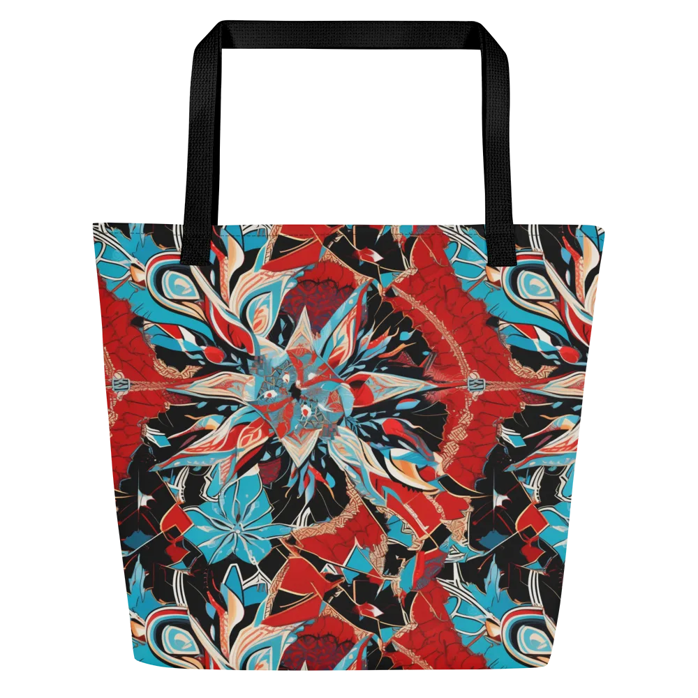 Scarlet Bloom Circuit on Large Tote Bag W/ Pocket — Front