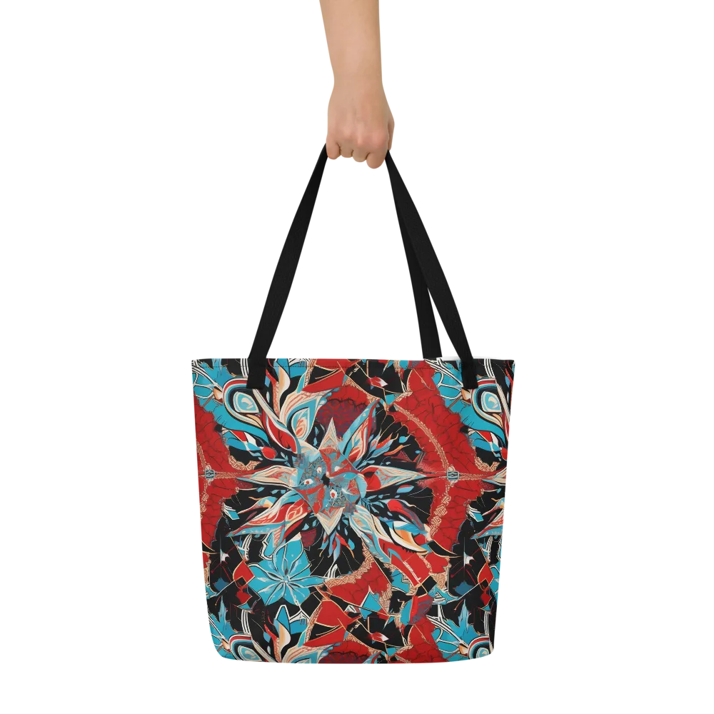Scarlet Bloom Circuit on Large Tote Bag W/ Pocket — Front