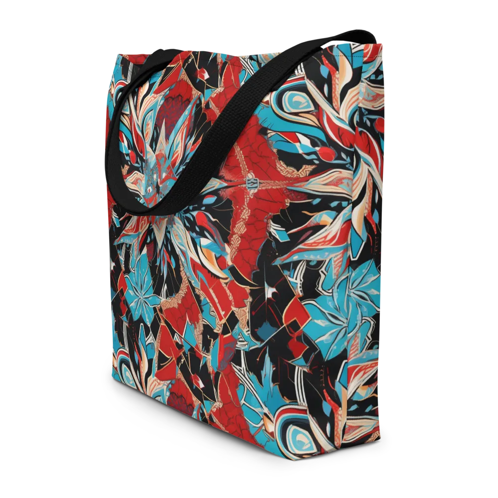 Scarlet Bloom Circuit on Large Tote Bag W/ Pocket — Front