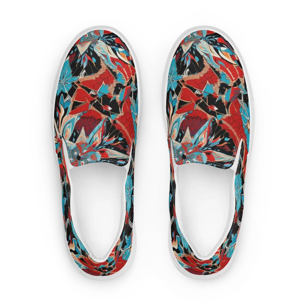 Scarlet Bloom Circuit on Women's Slip-On Canvas Shoes — Front