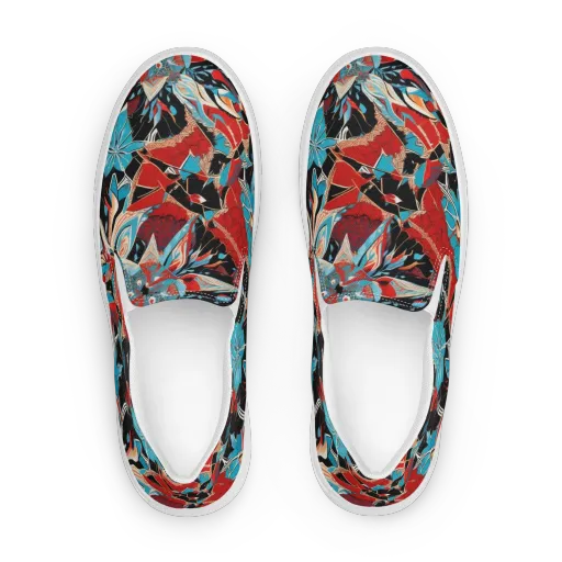 Scarlet Bloom Circuit on a Women's Slip-On Canvas Shoes