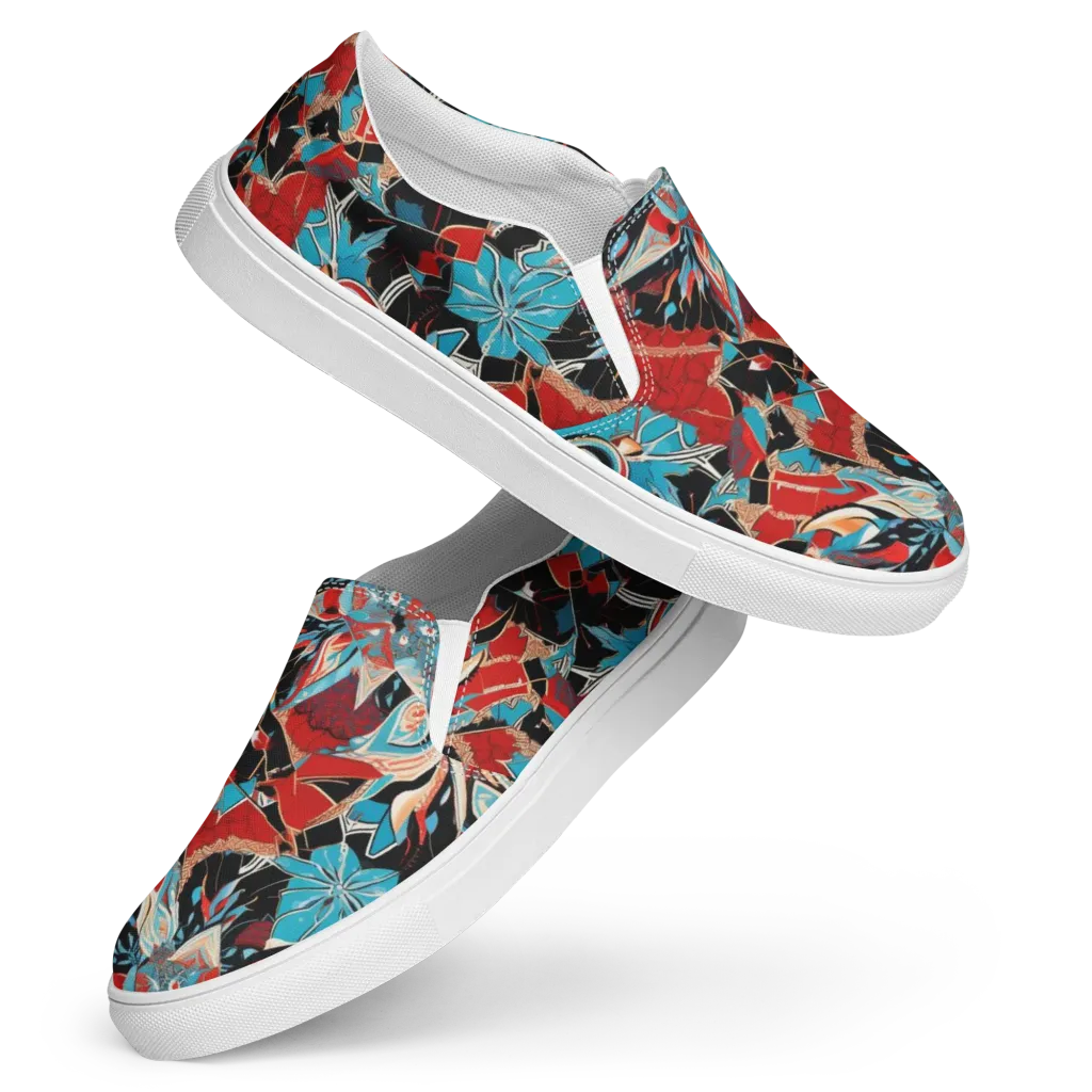 Scarlet Bloom Circuit on Women's Slip-On Canvas Shoes — Front